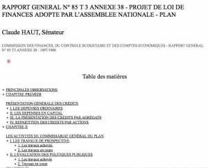 Claude Haut, Rapport au Sénat