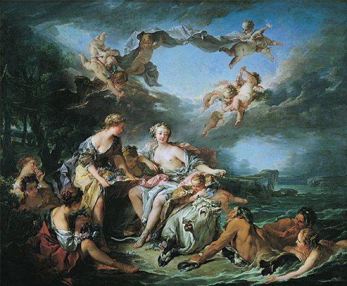 François Boucher, L'Enlèvement d'Europe, 1747. Huile sur toile, 160,5 cm x 193,5 cm, Louvre.edu